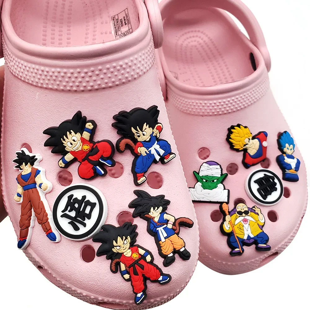 11Pcs Anime Dragon Ball Action Figures Shoes Charms Toys Son Goku Figures PVC Waterproof Sandals Buckle Accessories Toys Gifts