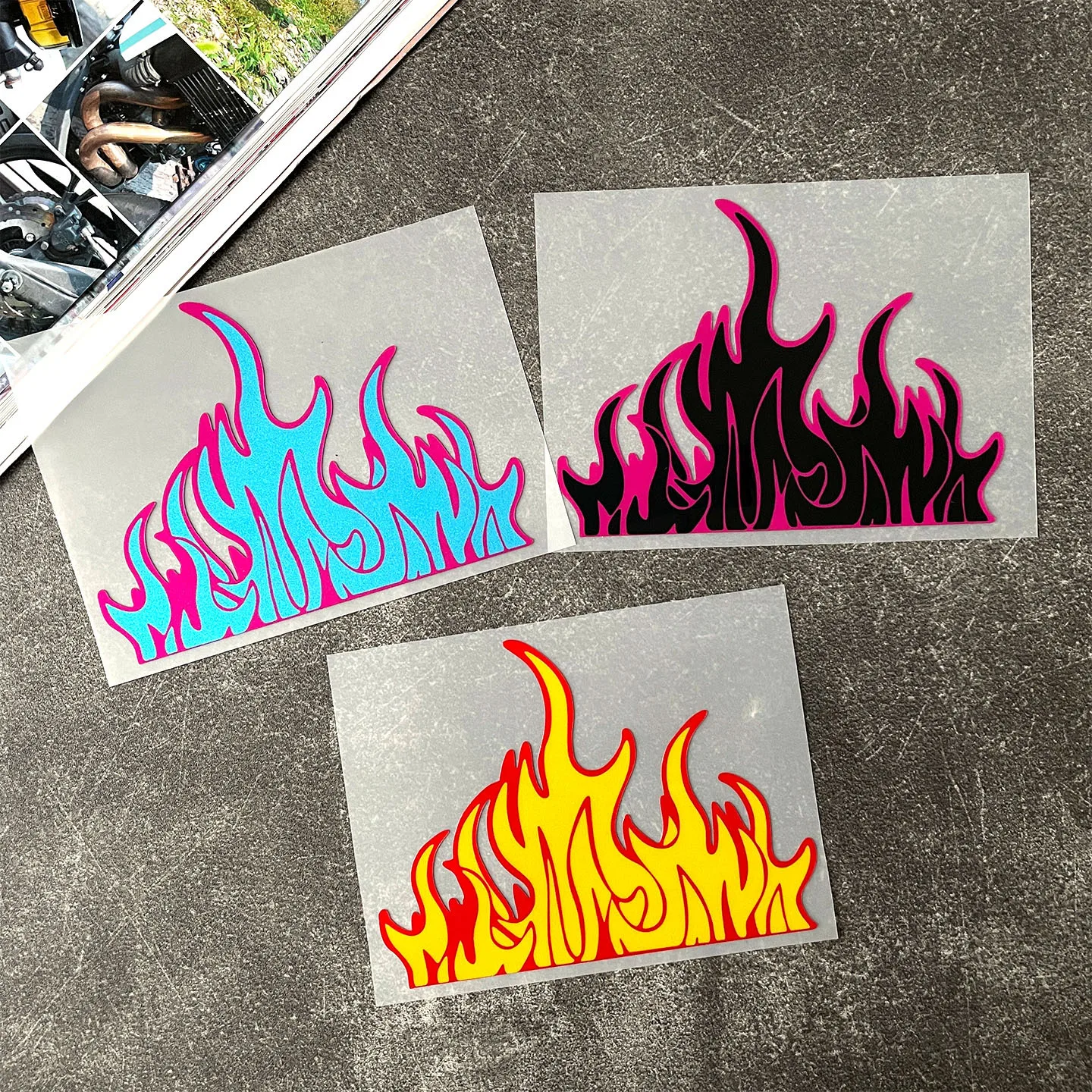 Dual Color Outline Flame Graphic Stickers, Waterproof Decals for Motorcycle Car Body Tuning Decor