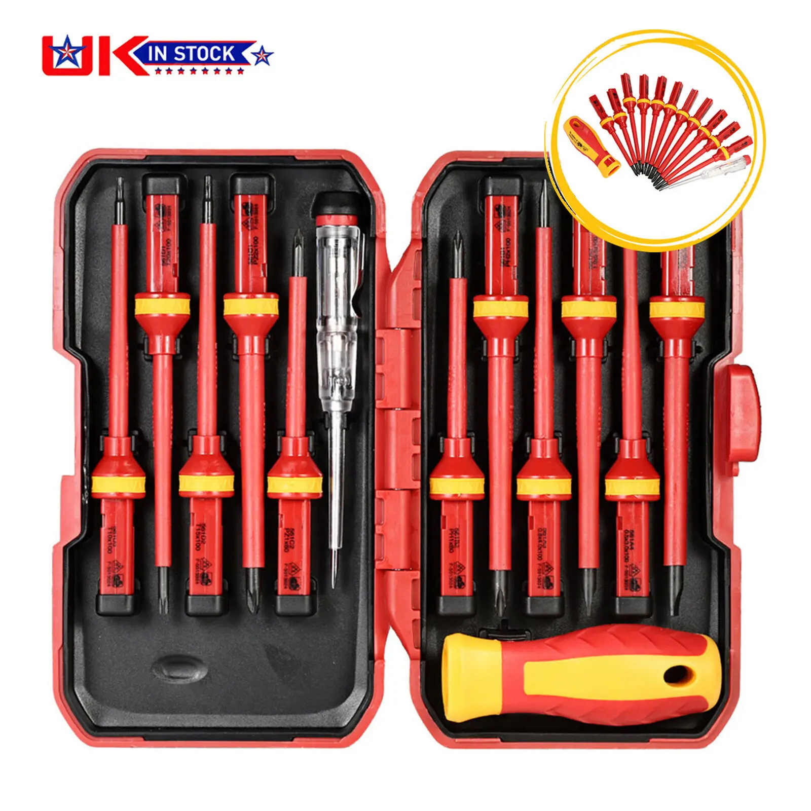 13Pcs Insulated Electricians Screwdriver Set 1000V Electrical Repair Tools Kit