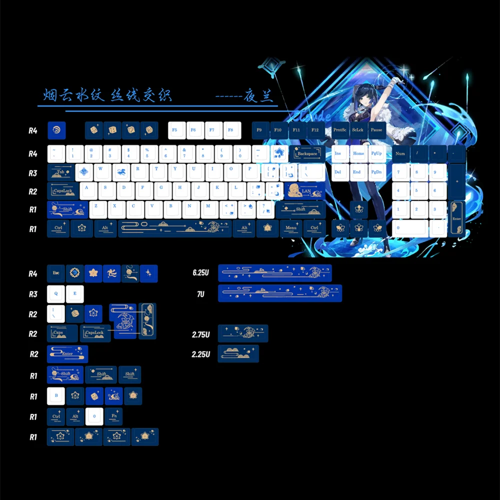 PBT 140 Keys Night Orchid Impression Theme Keycap Cherry Profile 5 Side DYE Subbed For Outemu Gateron Kailh TTC Cherry Mx Switch