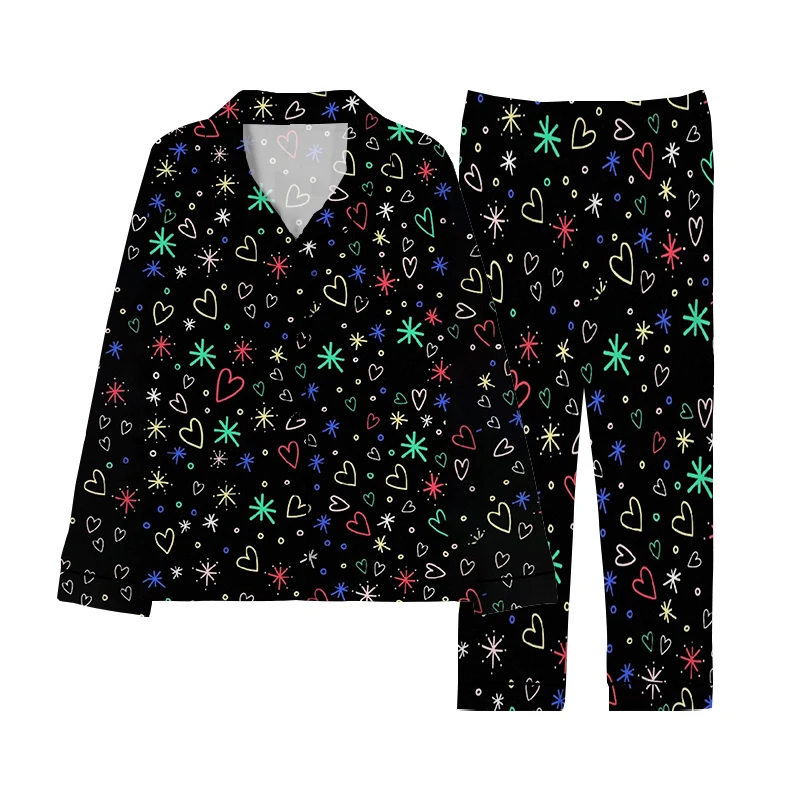 Spring and autumn 2023 new hot sale to map custom Christmas pajamas casual 3D custom pajamas for men and women couples