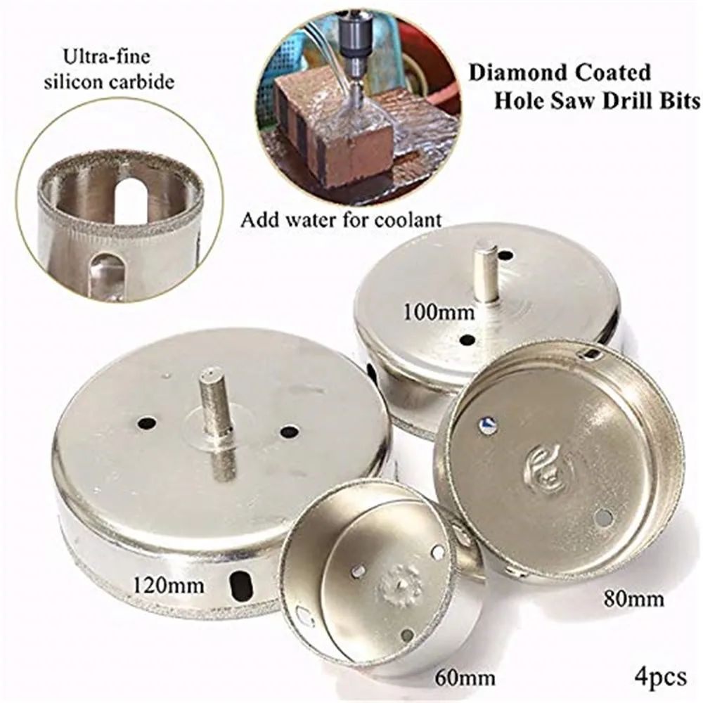 Conjunto de Brocas de Serra de Diamante Unidades 60 80 100 120 mm para Cerâmica Vidro Telha Corte Porcelana Mármore