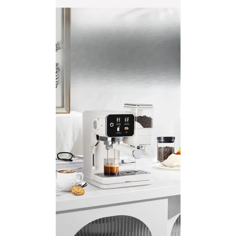 

semi-automatic grinding integrated small household coffee machine concentrated steam milk foam