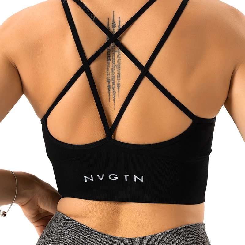 Nvgtn-Sujetador sin costuras para mujer, Top de licra, elástico, transpirable, realce de pecho, ropa interior deportiva de ocio