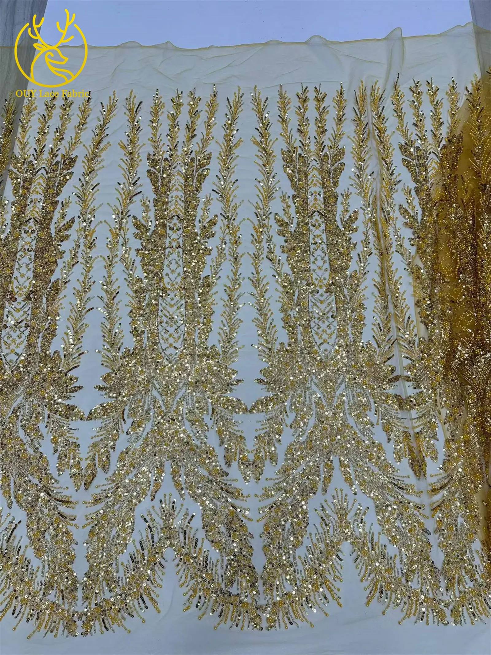 Modischer französischer Mesh-Spitzenstoff mit Perlen, 2026 Neues Design, afrikanischer Pailletten-Spitzenstoff, nigerianischer Tüll-Spitzenstoff für Hochzeitskleider – Detail 17