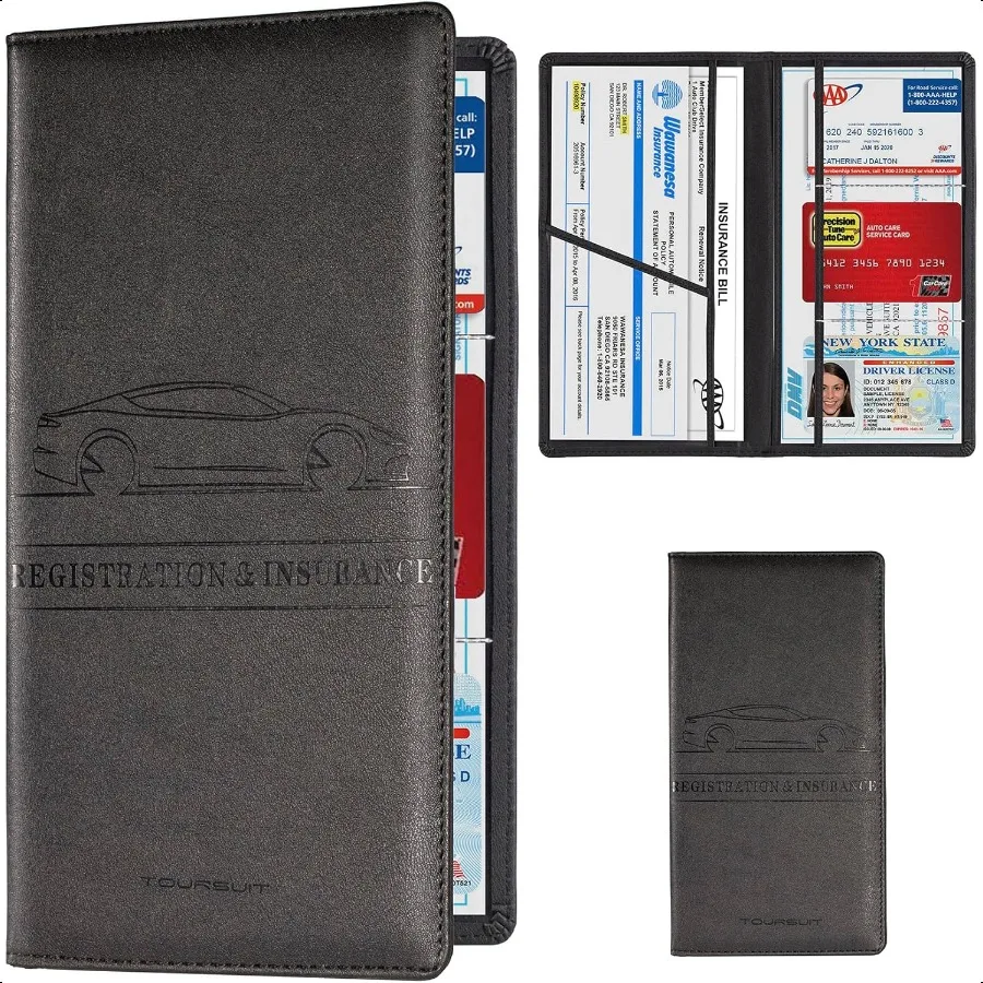 Car Registration and Insurance Card Holder Vehicle License Document Glove Box Compartment Organizer Interior Car Accories for W