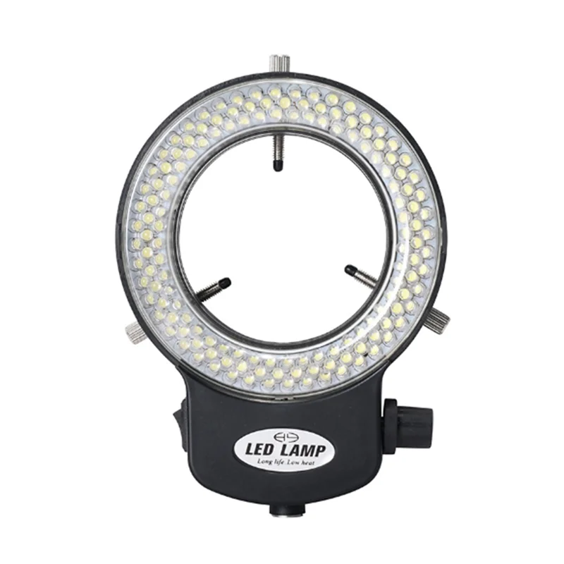 Anneau lumineux LED réglable pour microscope industriel, 144 perles de lampe, source lumineuse, illuminateur annulaire, prise UE