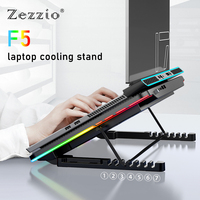 Zezzio F5 RGB Laptop Cooling Pad 12-17 Inch Laptop Cooler Stand 6 Quiet Fans 7 Angle Adjustable With Mobile Phone Holder