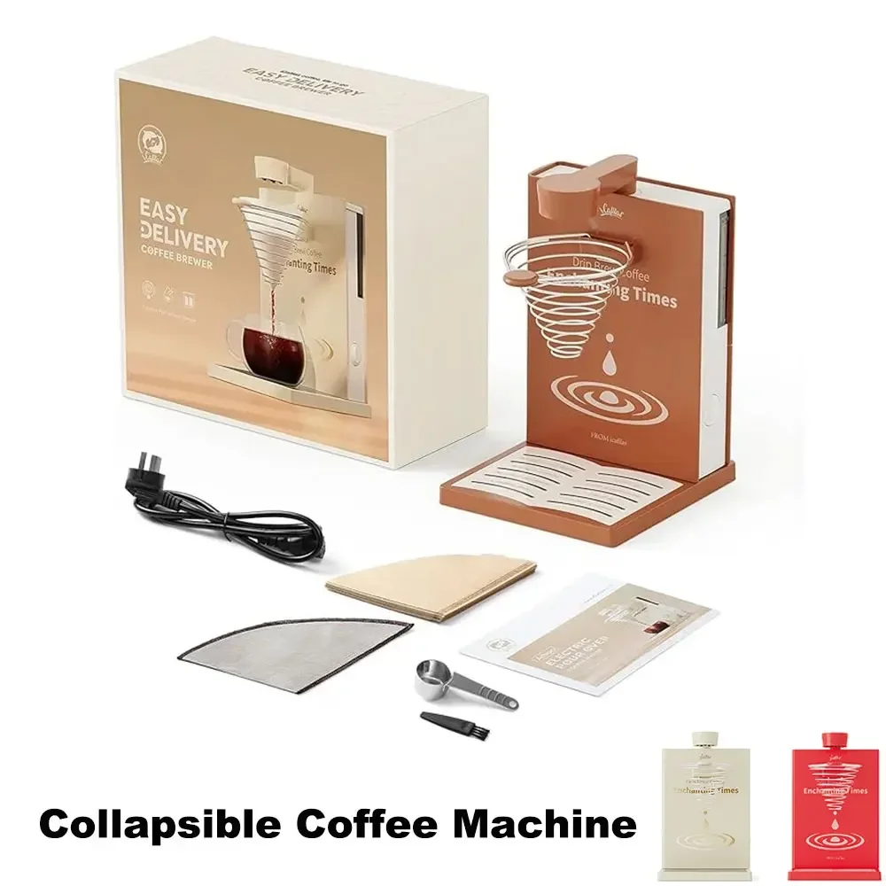 Electric Coffee Machine wi Filter Paper Creative Collapsible Espresso Machine Compact Mini Coffee Brewer for Home Office Library