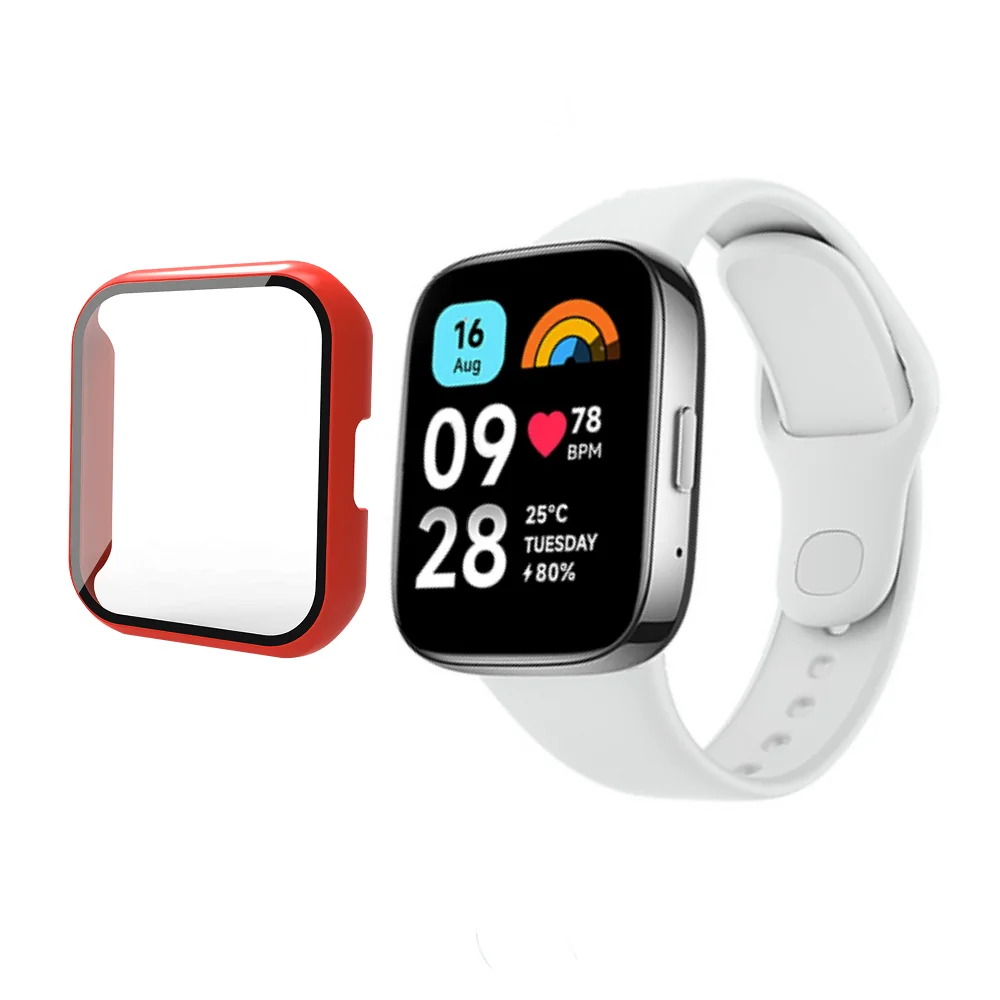 Protetor de Tela Cheia para Redmi Watch 3 Active, PC + Vidro Temperado Protetor, Shell Bumper