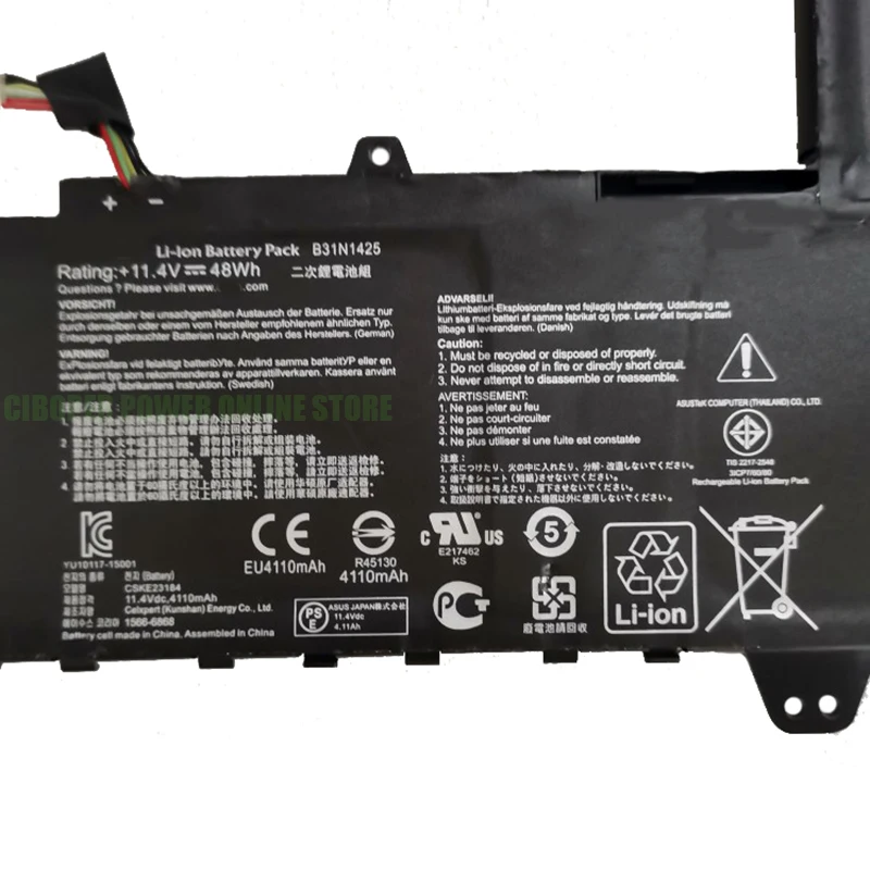 CP New Laptop Battery 0B200-01400100 B31N1425 11.4V/48Wh For Eeebook E402MA E402M E402S WX0018H WX0001H WX0002T Notebook