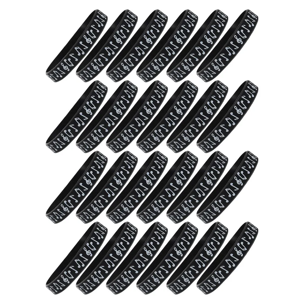 

24pcs Music Note Bracelets Silicone Wristbands Colored Arm Bands Custom Event Jewelry Bulk Bracelets Music Party Favors Dance