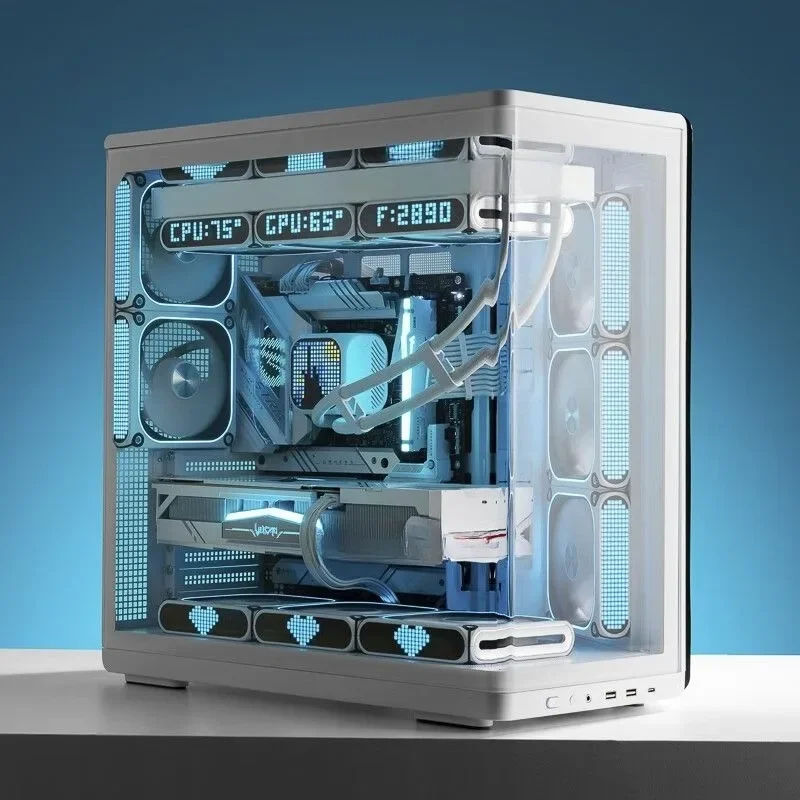 Sea view room chassis 360 water cooling integration, curved glass desktop, computer mainframe