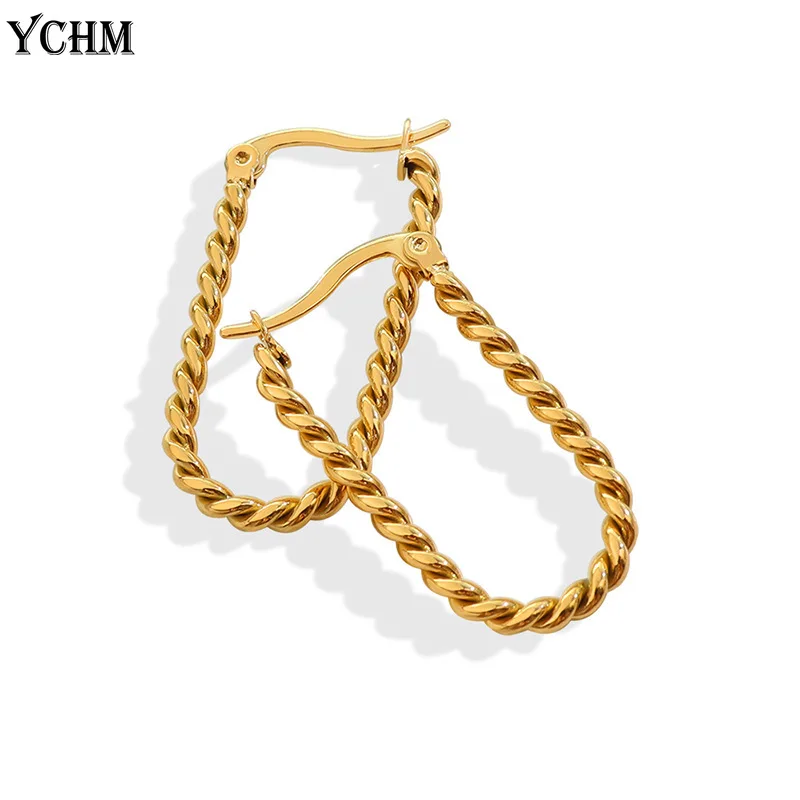 

Vintage Twist Line Earrings Stainless Steel Geometric Fashion Earrings for Women 18 K Gold Plated Earrings Jewelry YCHM