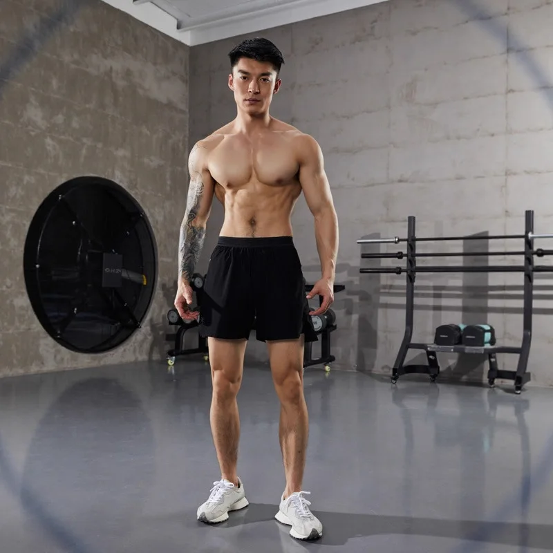Mens 2 In 1 Running Shorts Quick Dry Compression Lining Laser Cut Athletic Gym Fitness Marathon Trail Workout Sports Shorts
