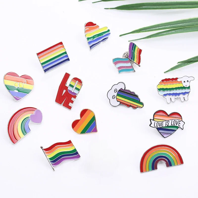 Fashion Colorful Enamel Badge Pin Metal Brooches for Women Cartoon Creative Mini Rainbow Badges of Denim Hat Bags Clothes Collar