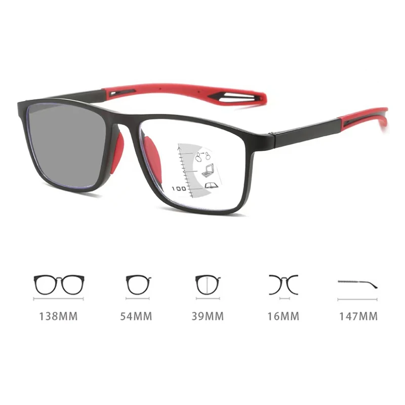Intelligente photochrome Presbyopie-Brille TR90 Sport-Progressive multifokale Lesebrille fertig in der Nähe und in der Ferne Bifokale Brille – Detail 30