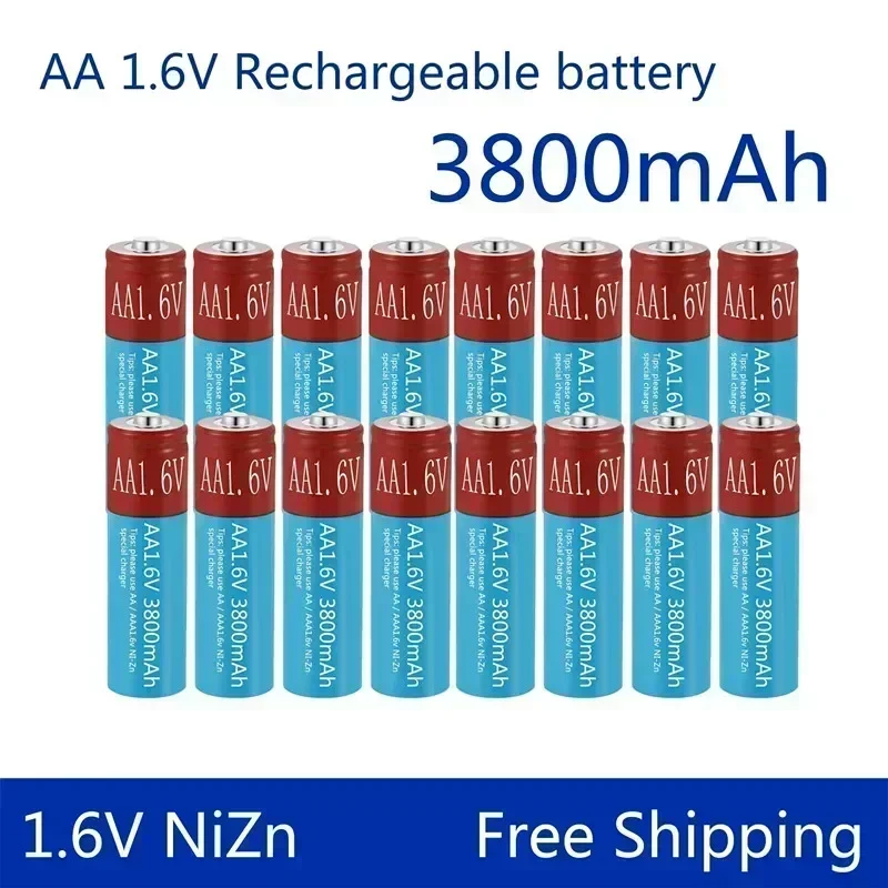 2024 AA Battery 1.6V NiZn 3800mAh Rechargeable AA battery 1.6V Battery for toys MP3 Solar Lights Camera MP4 RC car