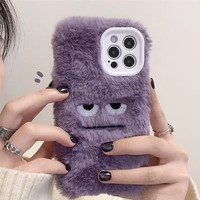 Korean Cute Funny Fur Fluffy Soft Case for IPhone 13 11 14 Pro Max 12 Mini XS XR 7 8 Plus SE 2020 I13 I12 IPone Girl Plush Cover