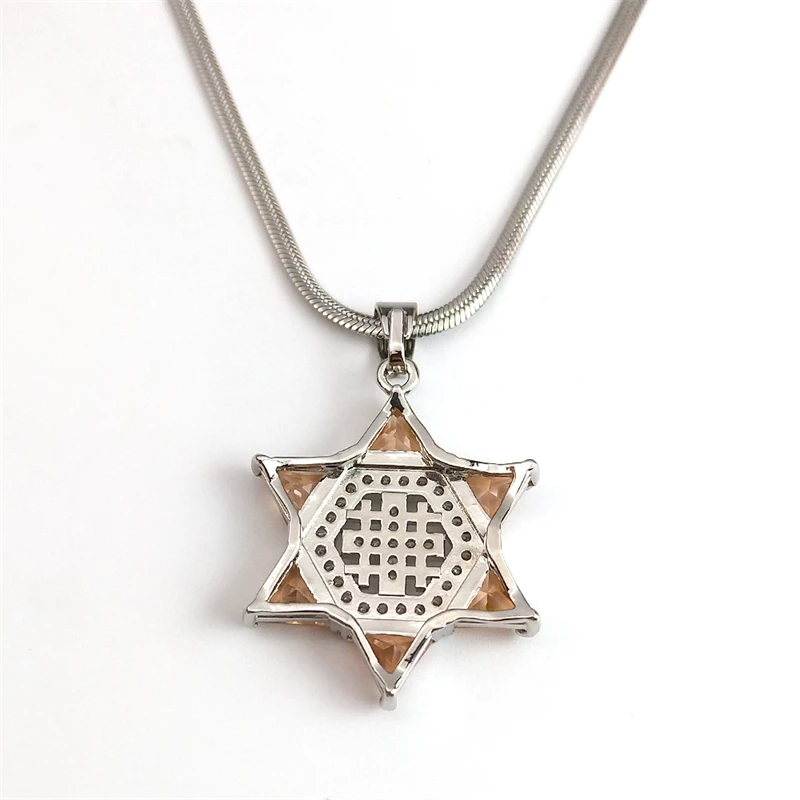 Jerusalem Kreuzfahrer Kreuz Magen Stern von David Halskette für Frauen Männer Zirkon Edelstahl Hexagramm Halsketten Schmuck ntps05