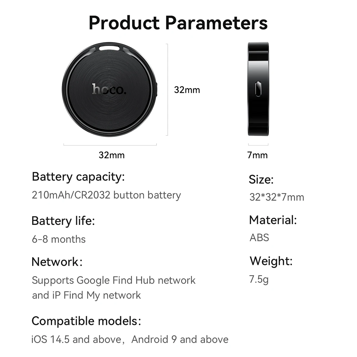 HOCO E101 Airtags per IOS e Google Sistema Android Dispositivo anti smarrimento per telefono cellulare Localizzatore personale per localizzatori di animali domestici per bambini