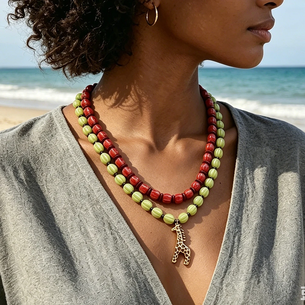 2026 Neue Handgefertigte Perlen-Choker mit Giraffen-Anhänger Halsketten für Damen Mode Urlaub Party Schmuck Geschenke – Detail 3