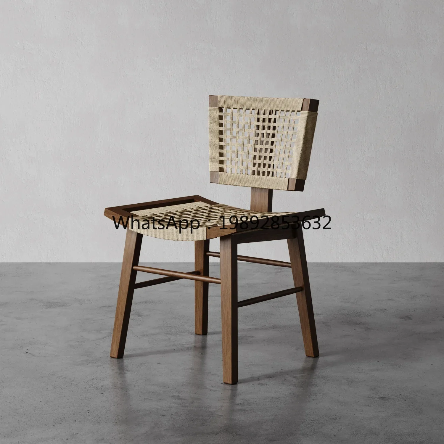 

YFY Solid Wood Hemp Rope Dining Home Designer Style Tea Vintage Hotel Restaurant Rope Woven