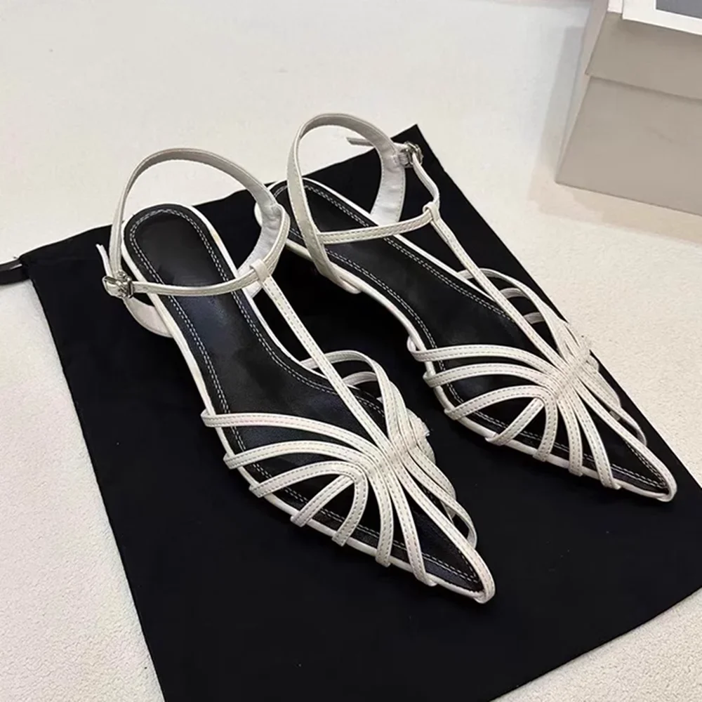 

Cross Tied Pointed Toe Sandals Slingback Buckle Strap Stiletto Solid New Arrivals Fashion Women Modern Shoes