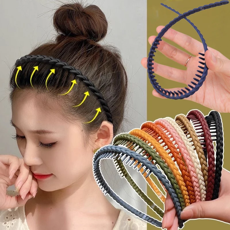 Fashion Simple Headwear Solid Color Resin Hair Comb Hairbands Headband Hair Hoop Bezel With Teeth Hair Accessories For Women