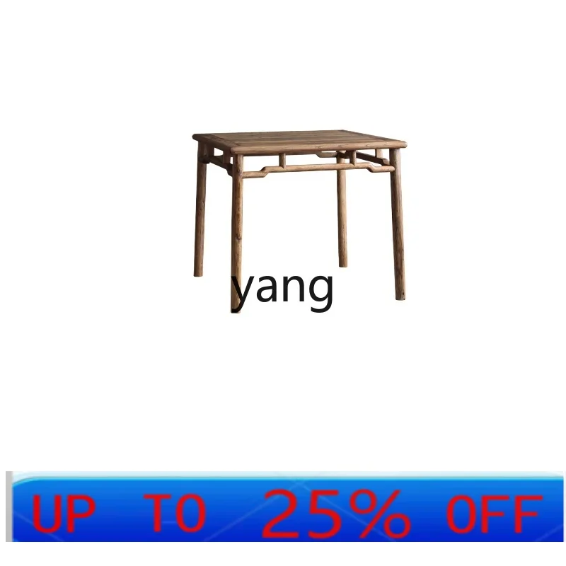 

LMM dining table and chair combination teahouse square solid wood wabi-sabi tea table