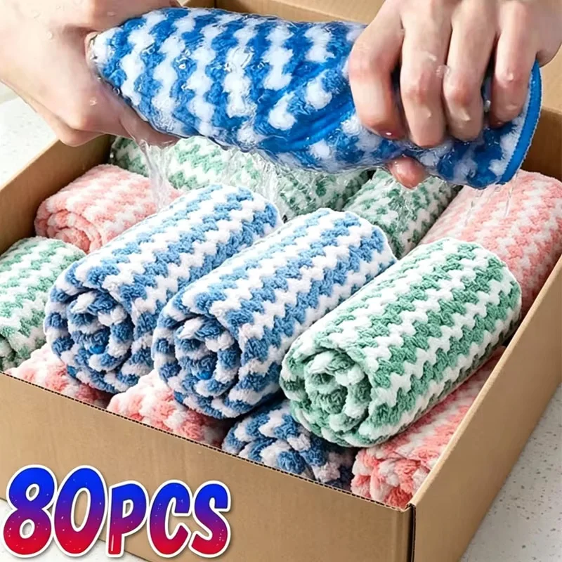 Kitchen Towels Dish Towels Microfiber Cleaning Cloths – Ultra-Soft, Absorbent & Reusable