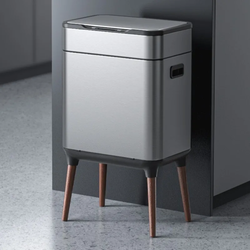 Automatic Sensor Trash Can Smart Trash Cans Luxury Kitchen Stainless Steel Litter Bins Large Capacity Bathroom High Foot Dustbin