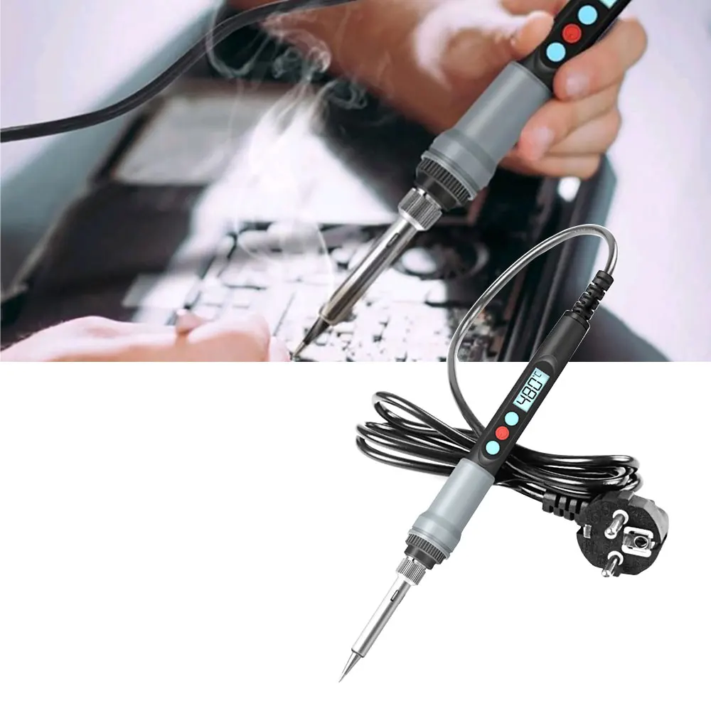 100W Soldering Iron Protable Digital Temp Adjustment Automatic Sleep Internal Thermal Ceramic Heating Electronic Welding Tools