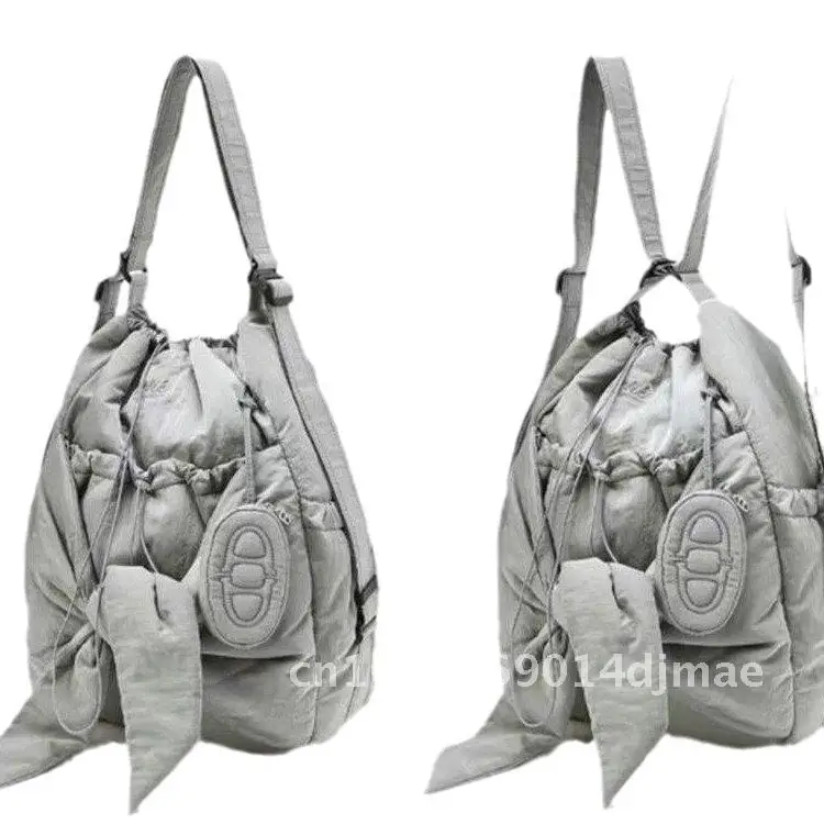 

Cloud Bag Bow Tie Unisex Shoulder Bag Dual-Purpose Large Capacity Casual Oxford Cloth Pleated Bucket-Shaped