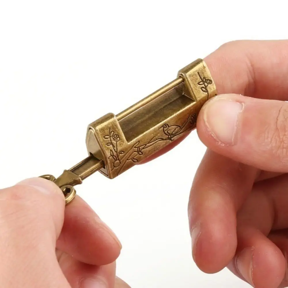 Bird Carved Flower Chinese Padlock Antique Locks Lock and Key Locks