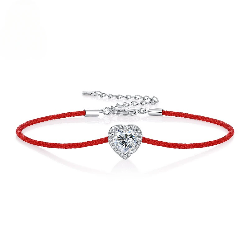 S925Silver Moissanite Bracelet Love Heart-Shaped Carrying Strap New Valentine's Day Hot Sale Source Live Wholesale