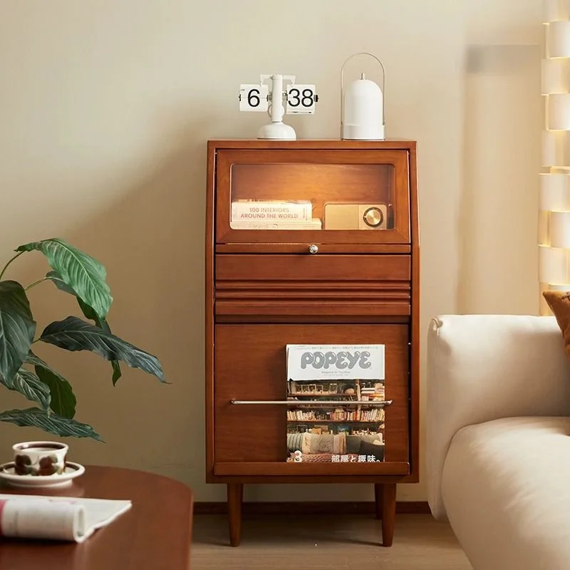 

Solid wood side retro TV side small apartment living room storage cabinet storage