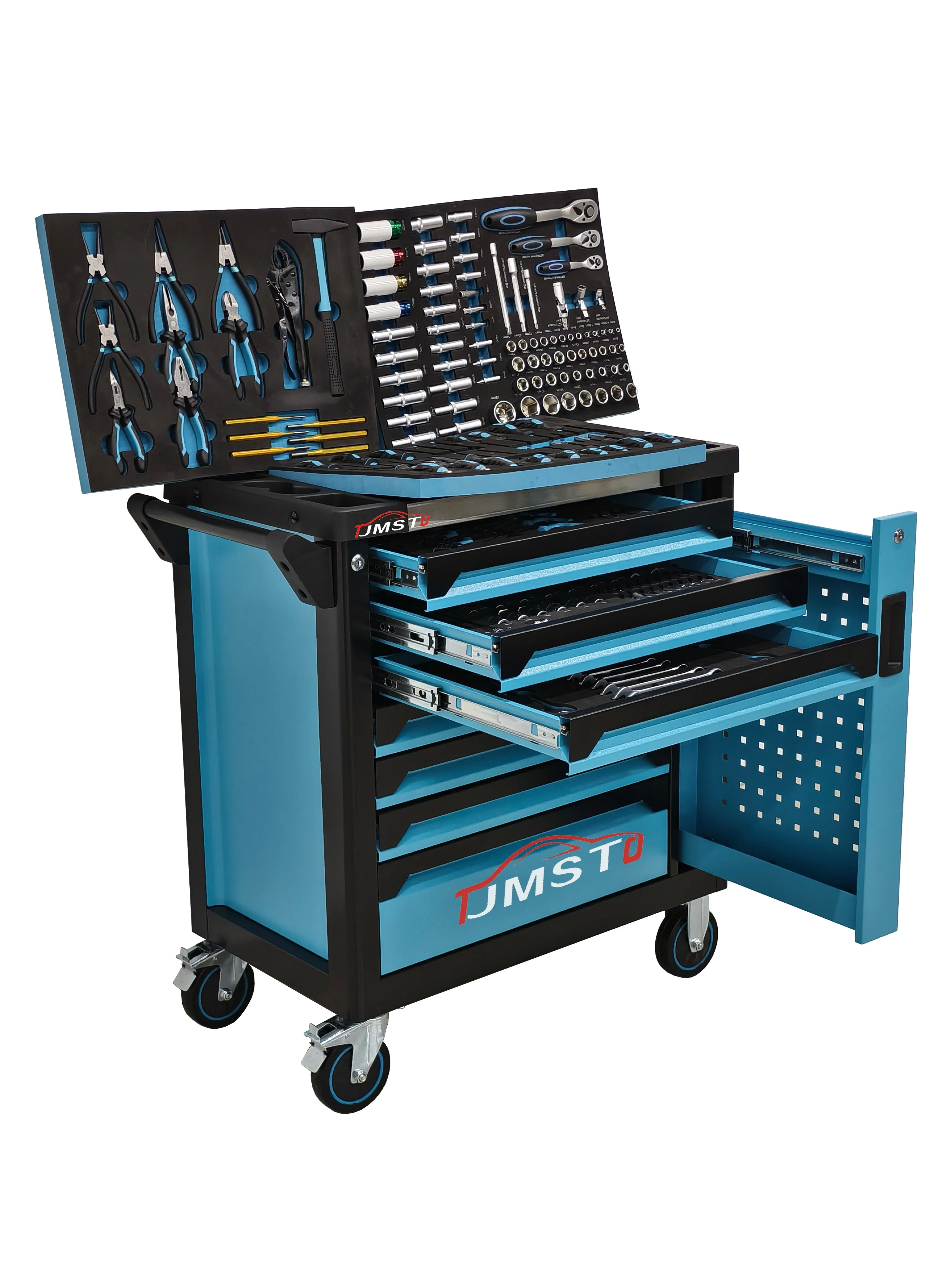 7 Drawers Rolling Tool Cart Heavy Duty Steel Tool Trolley With 258PCS Tool Set Garage Workshop OEM Supplier