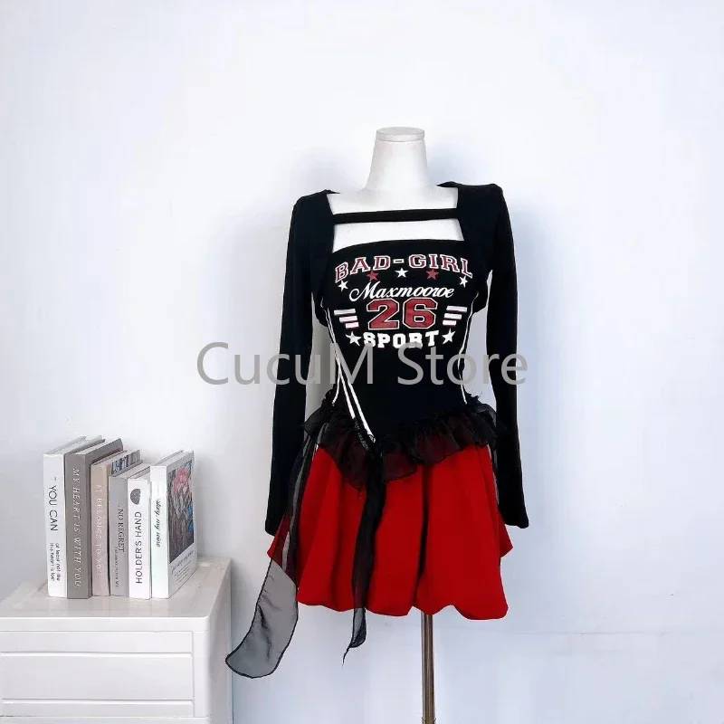 American Style Vintage Sweet Suit Woman Short Shawl Retro Print Irregular Slimming Tops Cute Red Y2k Shorts Lolita Kawaii Set