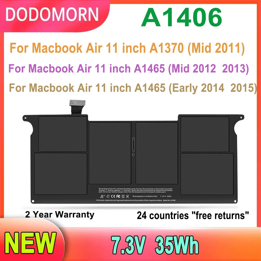 DODOMORN 노트북 배터리, 맥북 에어 11 인치 A1370 (중반 2011),A1465 (중반 2012/2013, 2014/2015 초), A1406, 35Wh 하이 퀄리티