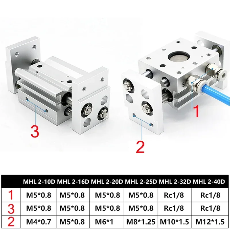 Imagem -02 - Pneumático Dupla Ação Prendedor Substituição de Smc t tipo ar Prendedor 10d 16d 20d 25d 10d1 16d1 20d1 25d1 Mhl2