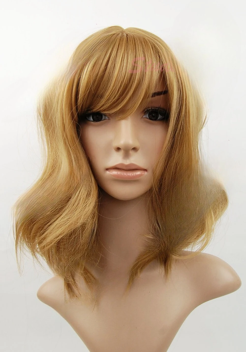 

W255 Карамельный блондин длиной до плеч Волнистый женский парик естественного вида - studio7-uk