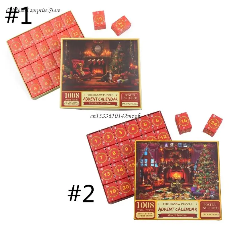 1008 stks Legpuzzels Kerst Adventskalender Countdown Feestelijke Cadeautjes Dropship