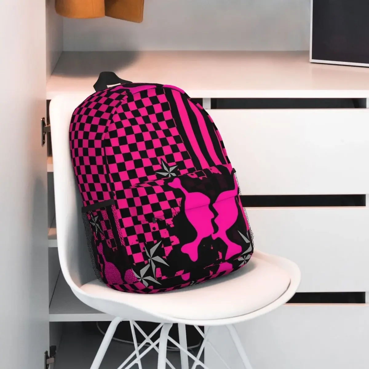 Punky Pink Emo Plecaki Chłopcy Dziewczęta Bookbag Casual Studenci Torby szkolne Plecak podróżny Torba na ramię o dużej pojemności