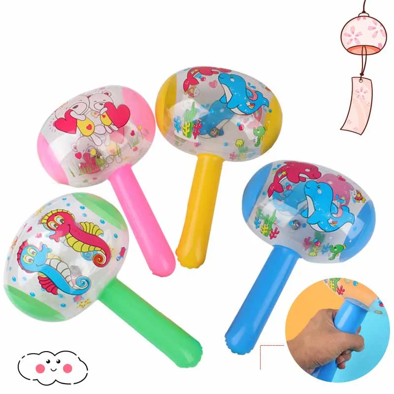 5Pcs Cartoon Inflatable Hammer Toys Small With Bell Inflatable Hammer Toys Children Interactive Game Small Hammer Toys