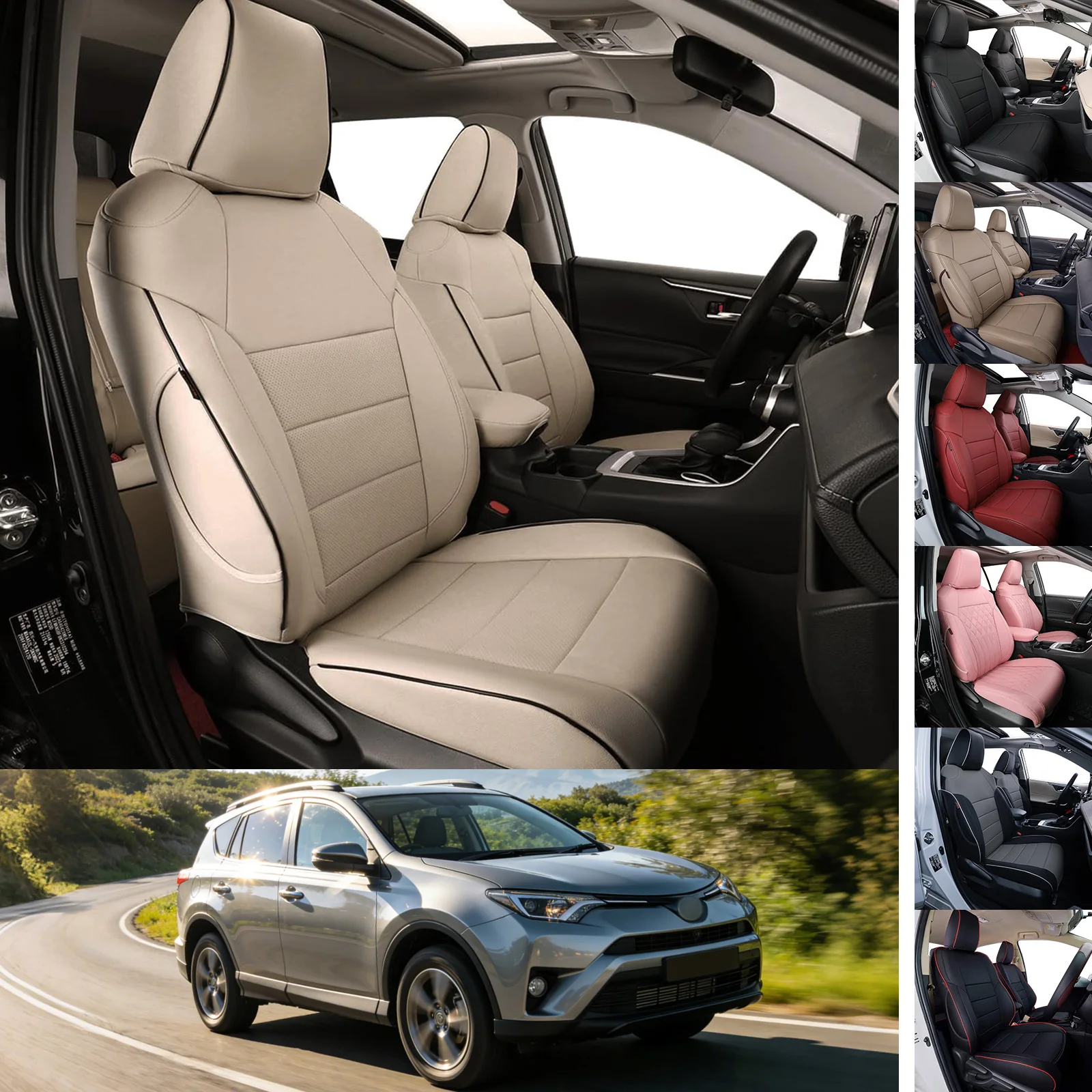 

Комплект чехлов для сидений EKR из натуральной кожи на заказ для Toyota RAV4 2019-2025 Hybrid PHEV Prime SE XSE SUV, полная защита сидений