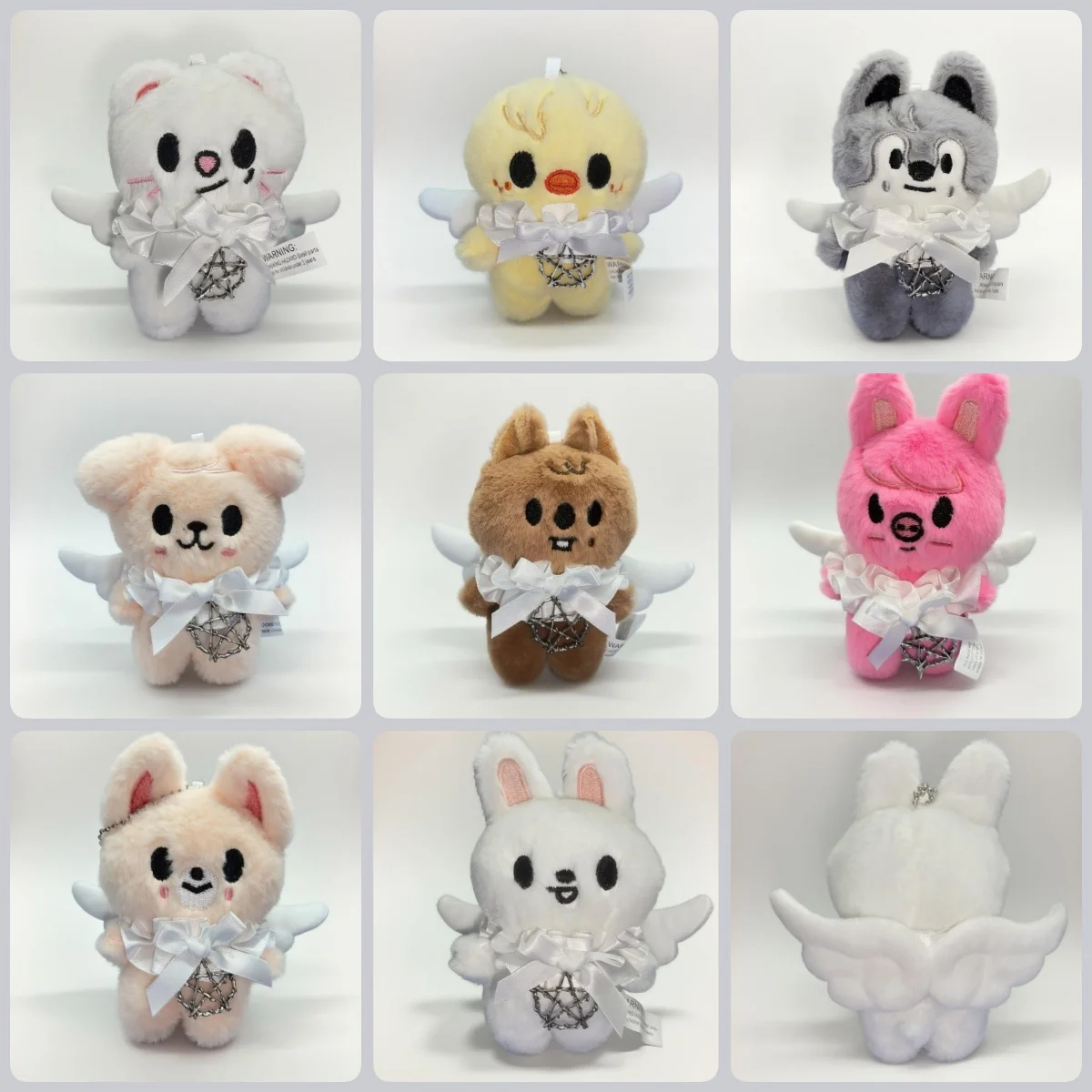 

New Pure White Wings SKZOO Mini Plush Toy Metal Pentagonal Badge STRAYKIDS Animal Stuffed Doll Christmas Gift