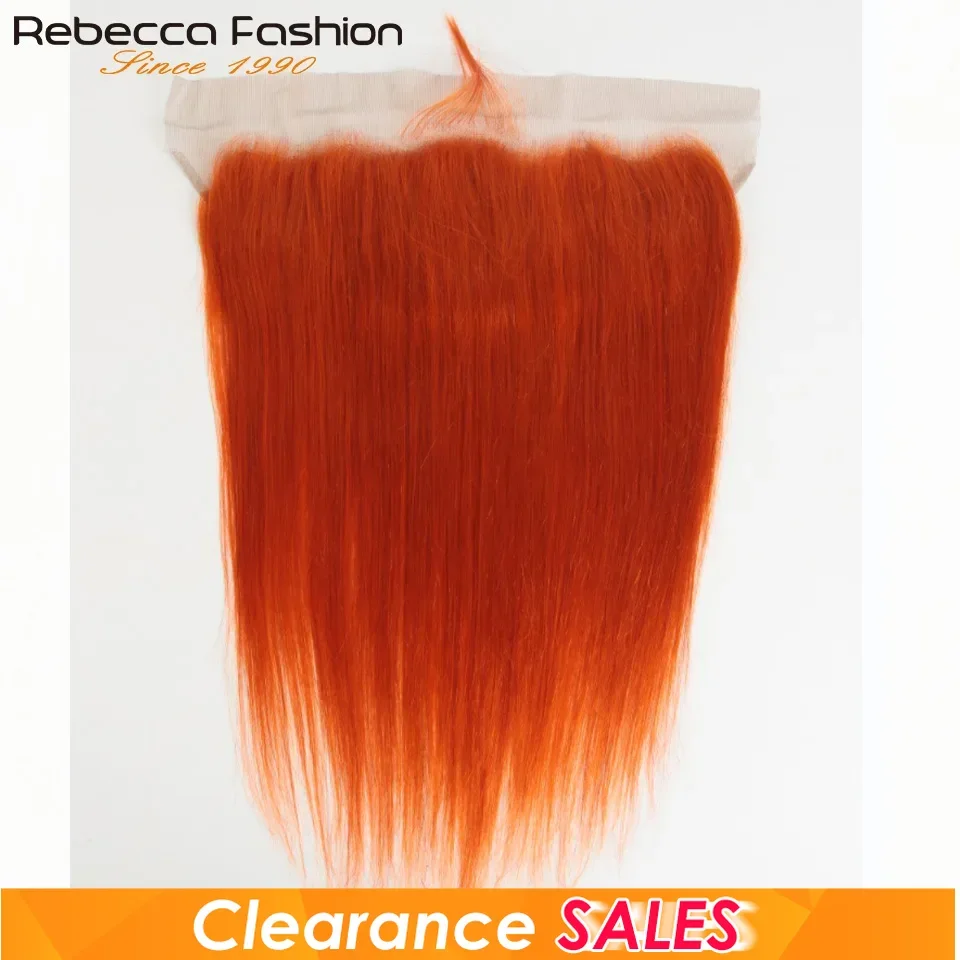 Rebecca Body Wave Hair Lace Frontal Closure 13x4 Ear To Ear Frontal 100% Remy Human Hair Lace Frontal Ginger Orange on Sales