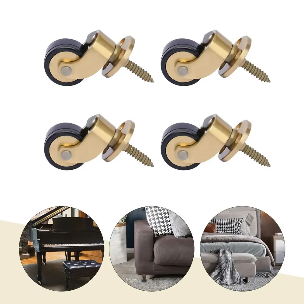 Universal Brass Furniture Castors Rolling Wheels Heavy Duty 4PCS Piano Casters