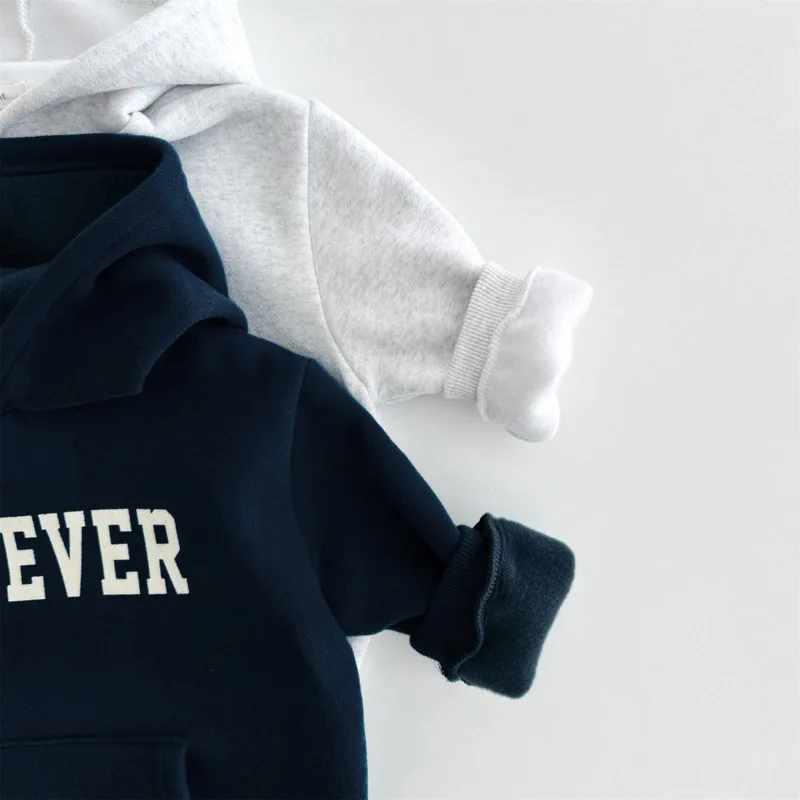 Family Matching Winter Thicken Hooded Hoodie Children Set Father Son Mother Daughter Long-sleeved Sweater Family Party Clothes